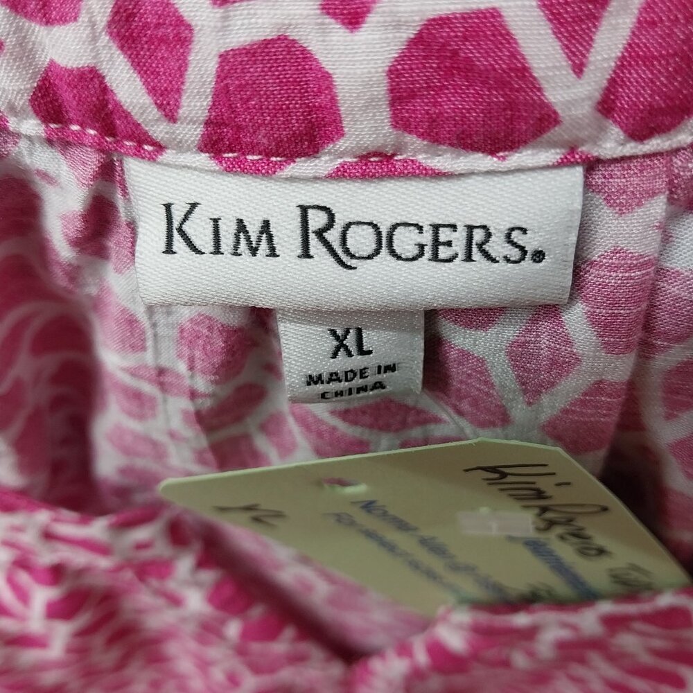 3633 Size XL Kim Rogers Upcycled Pink and White Top. - Picture 6 of 7